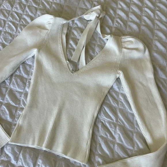 Ronny Kobo Madelina white ribbed sweater top - Picture 7 of 10